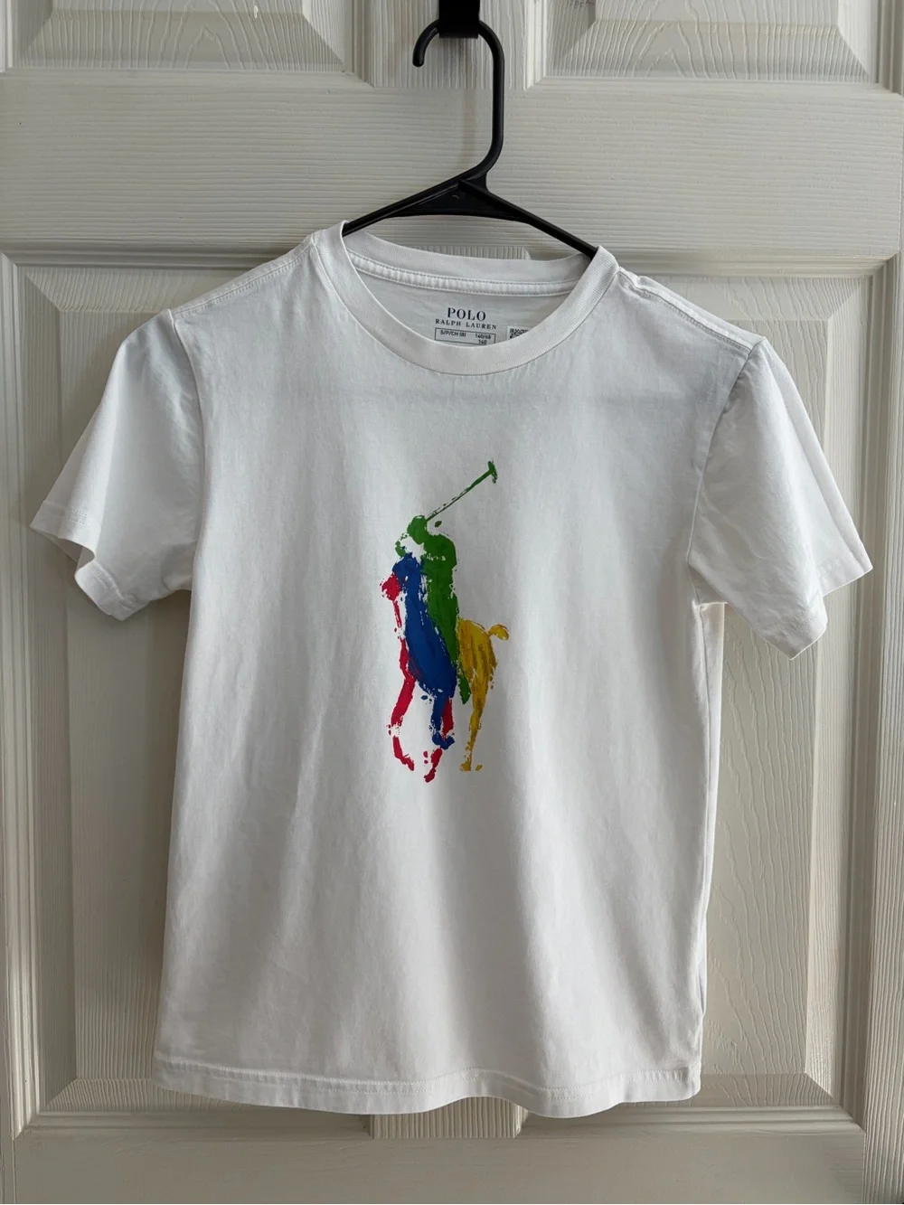 Polo by Ralph Lauren White Kids Logo Tee with Multicolor Polo Player
